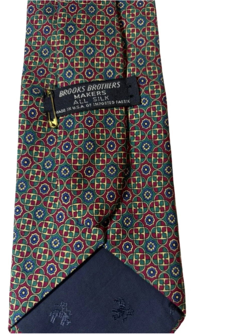 Vintage Brooks Brothers Makers Mens Silk Tie Geometric Medallion Made in USA